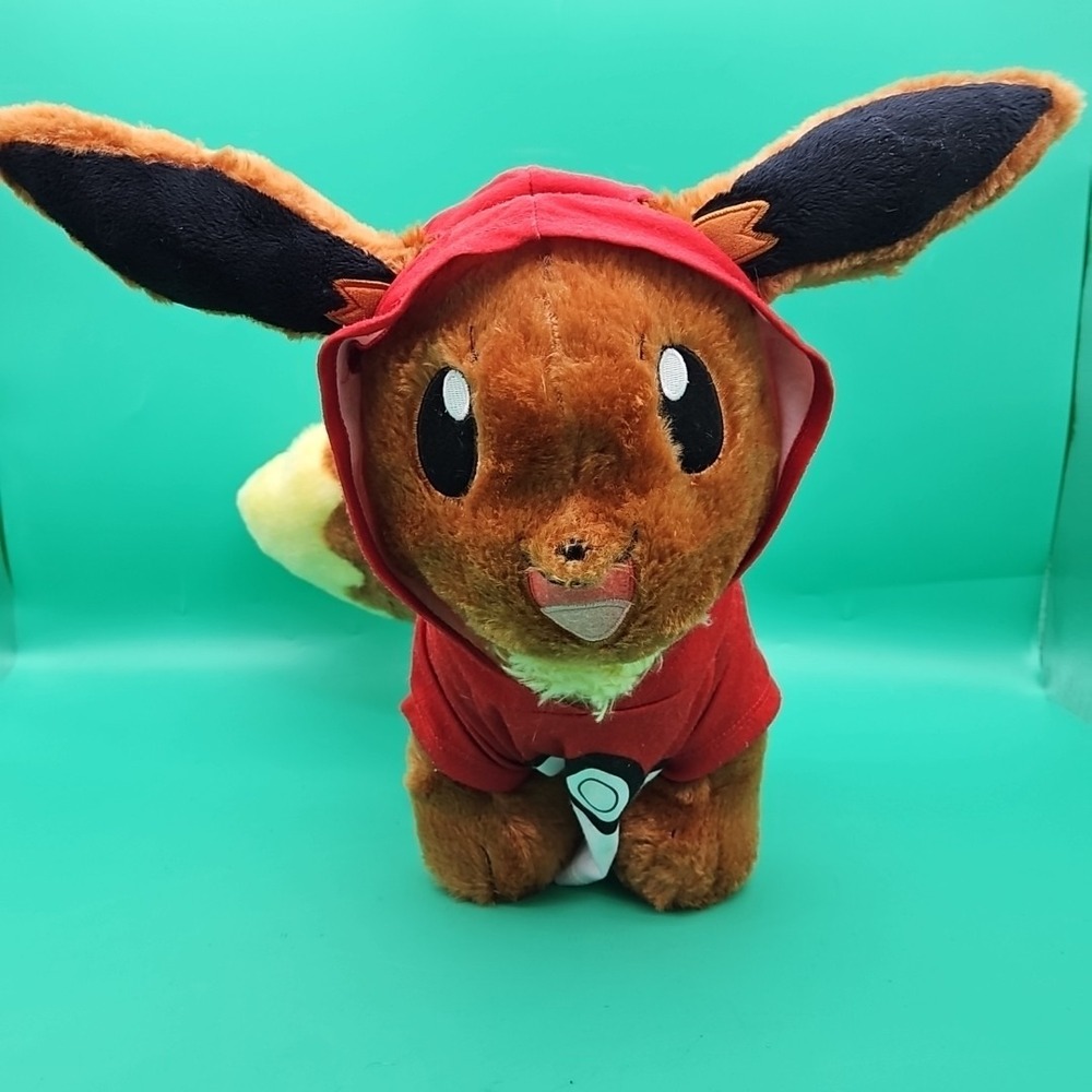 Eevee Build A Bear Pokemon Plush 2021 16" With Working Talkbox + Pokeball Hoodie
